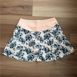 Puma Floral Golf Skort Women’s Size L Peach Waistband Performance Tennis Skirt